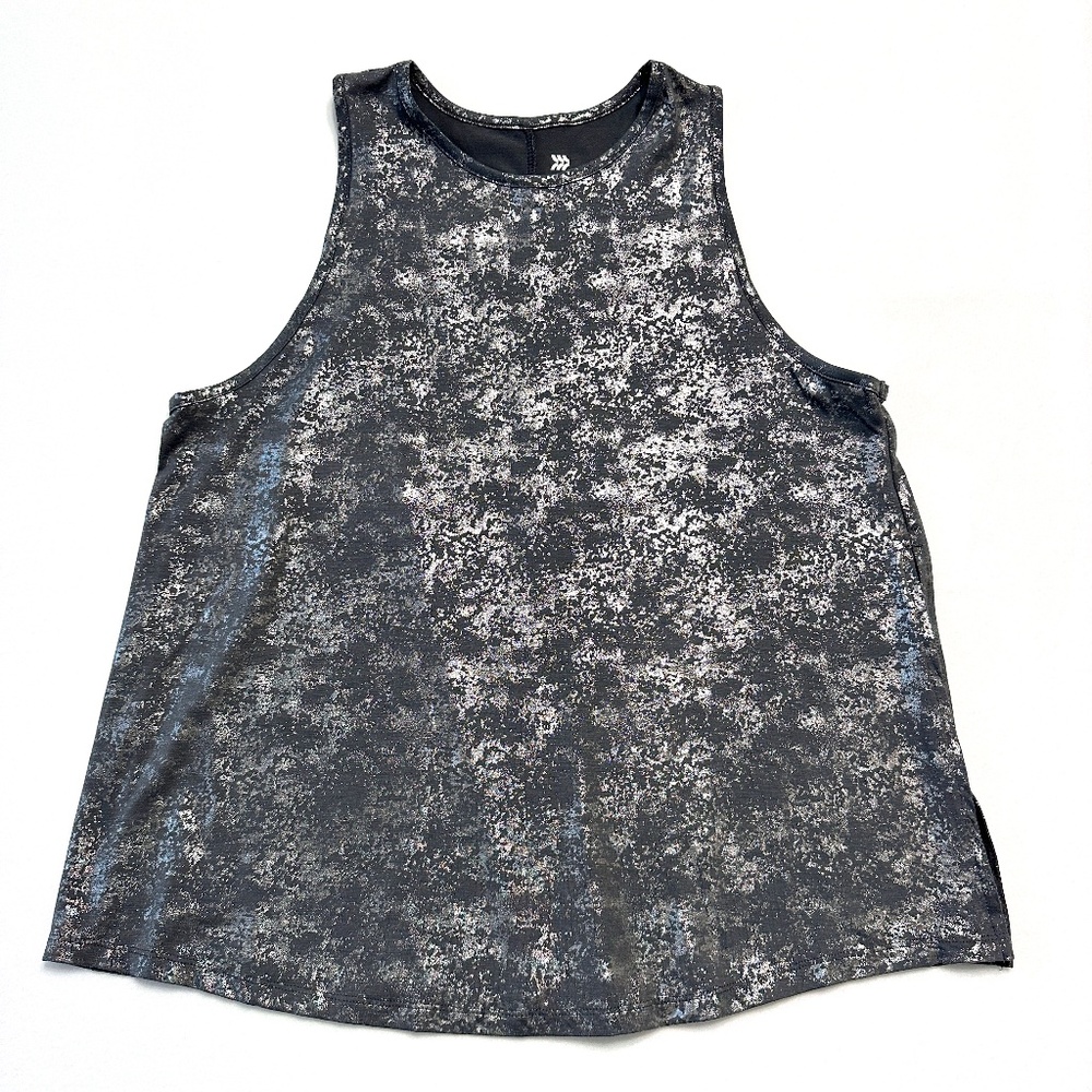 All in Motion Women's Gray Metallic Print Activewear Tank Top Size Large Slit